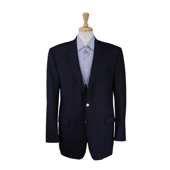 Lauren Ralph Lauren Mens Navy Blue Gold Button Wool Blazer Jacket 44L - Picture 1 of 8